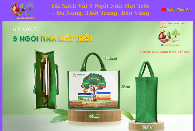 Túi Xách Vải 5 Ngôi Nhà Mặt Trời – Đa Năng, Thời Trang, Bền Vững